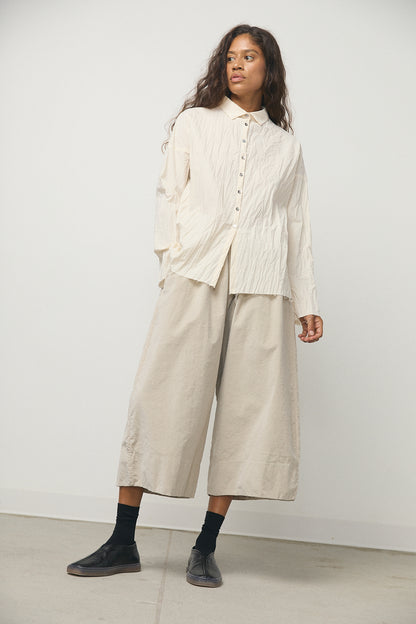 Wide Trousers in Velvet Oatmeal