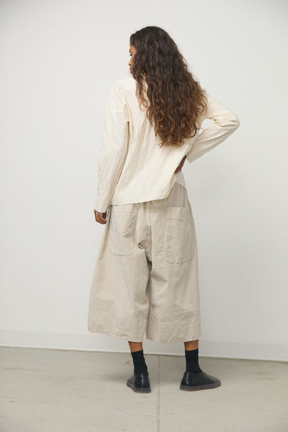 Wide Trousers in Velvet Oatmeal