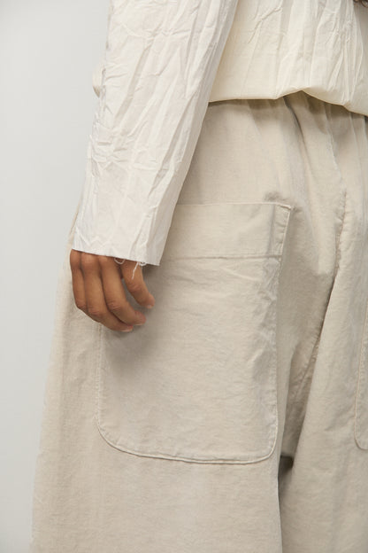 Wide Trousers in Velvet Oatmeal