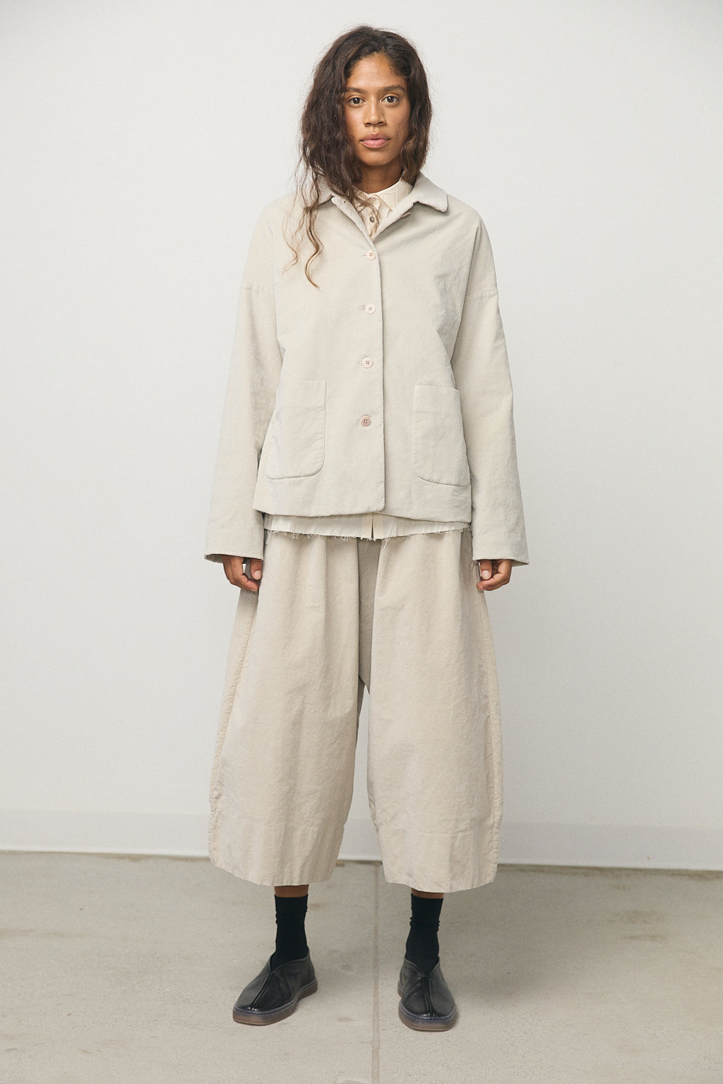 Shirt Loose Blazer in Velvet Oatmeal