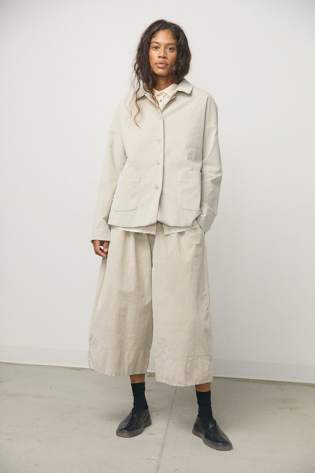 Shirt Loose Blazer in Velvet Oatmeal