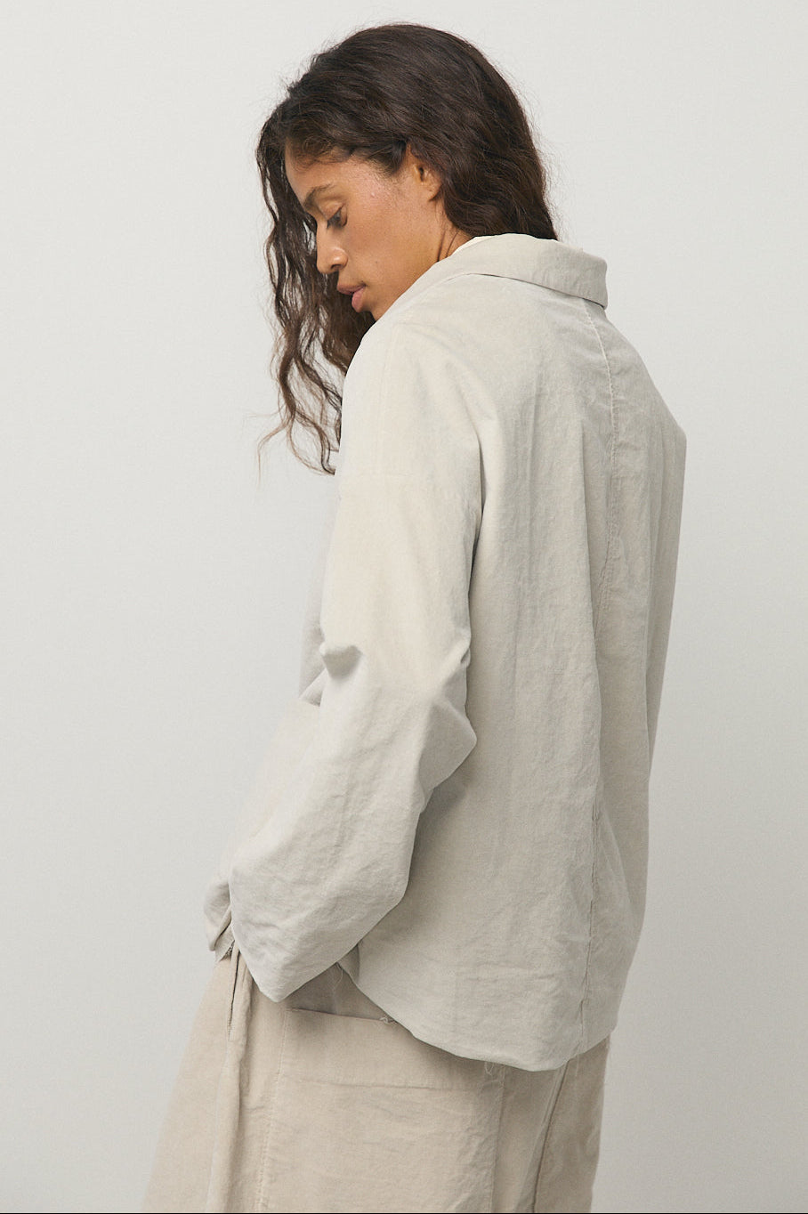 Shirt Loose Blazer in Velvet Oatmeal