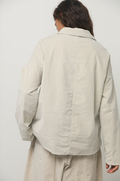 Shirt Loose Blazer in Velvet Oatmeal