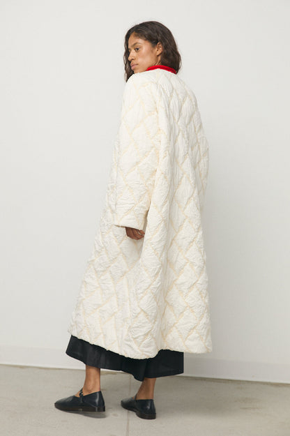 Farrah Quilted Coat in Cream