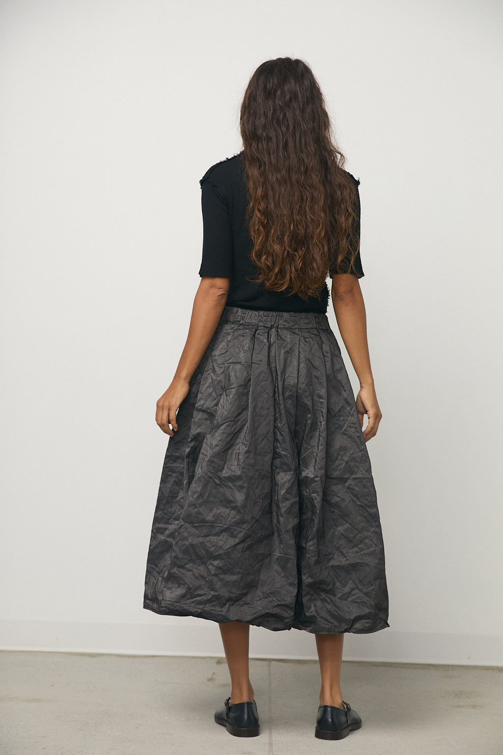Pleated Long Skirt in Metallic