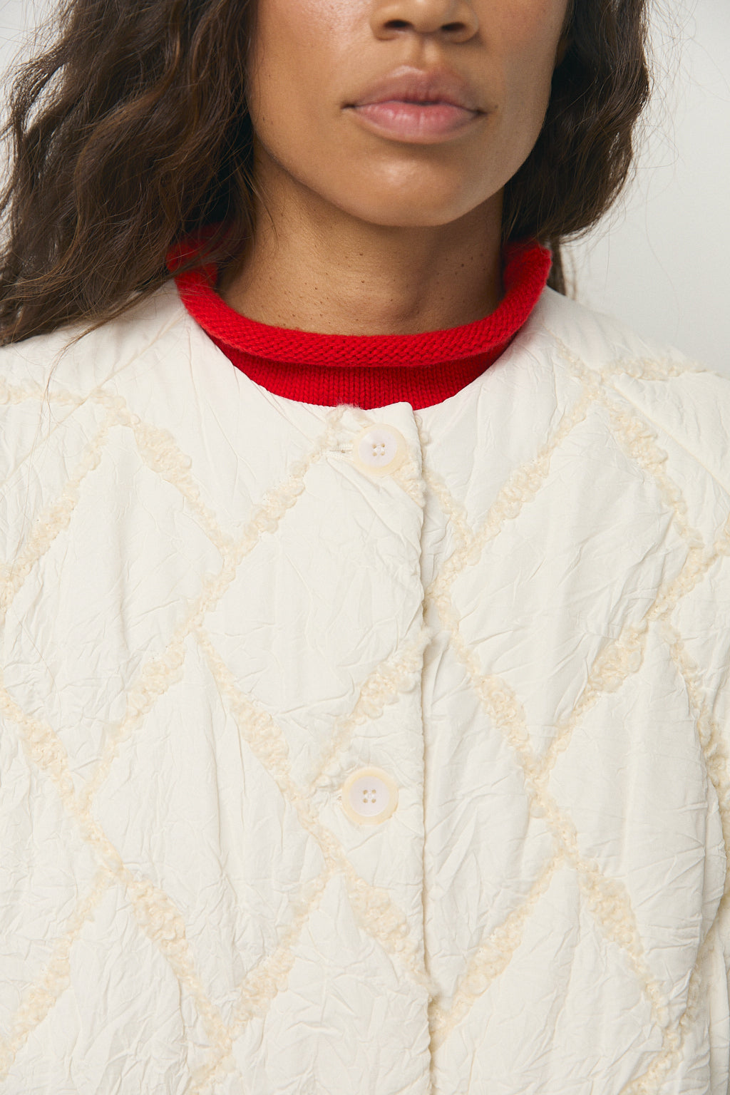 Farrah Quilted Coat in Cream