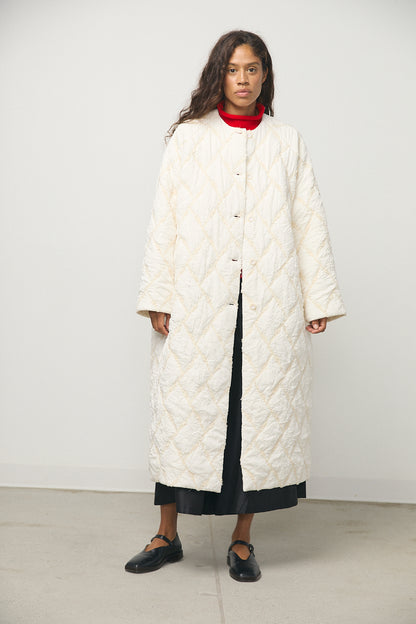 Farrah Quilted Coat in Cream