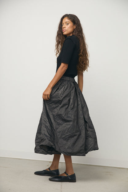 Pleated Long Skirt in Metallic