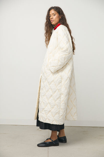 Farrah Quilted Coat in Cream