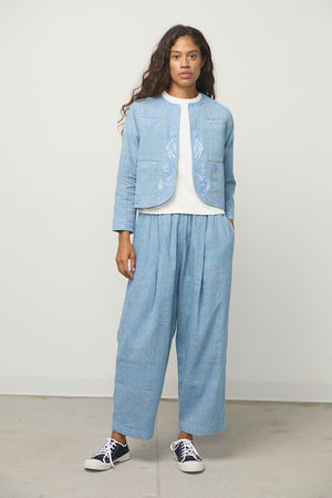 Handloom Indigo Denim Big Tuck Pants