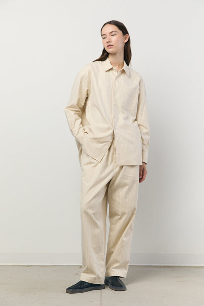 Regular Collar Shirt in Ecru Stripe