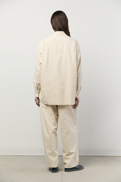 Regular Collar Shirt in Ecru Stripe