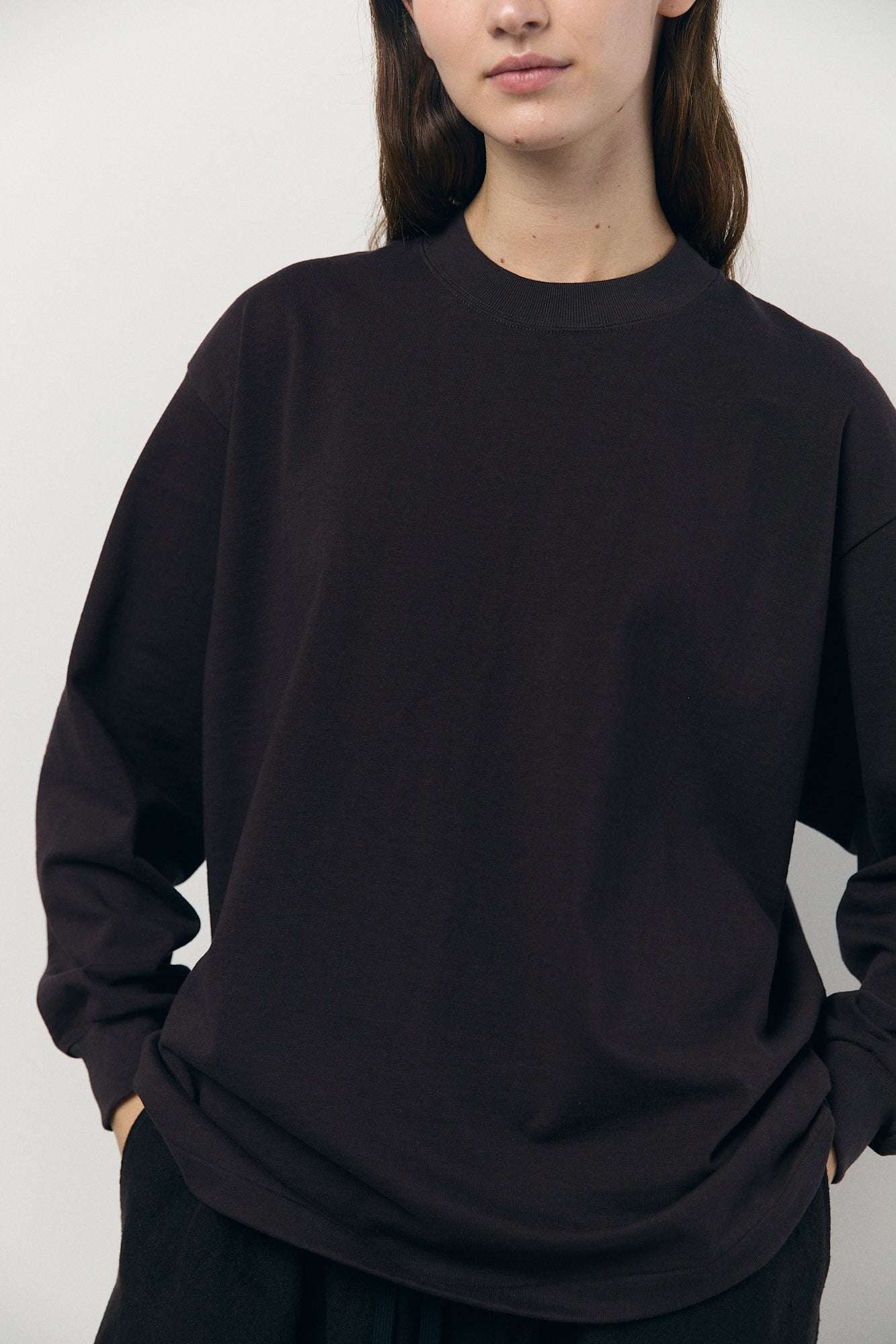 Tube Long Sleeve T-Shirt in Brown