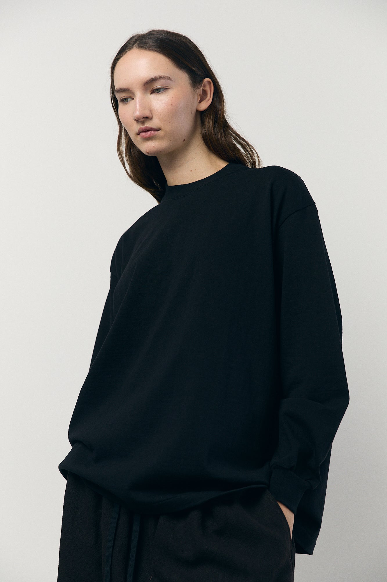 Tube Long Sleeve T-Shirt in Black