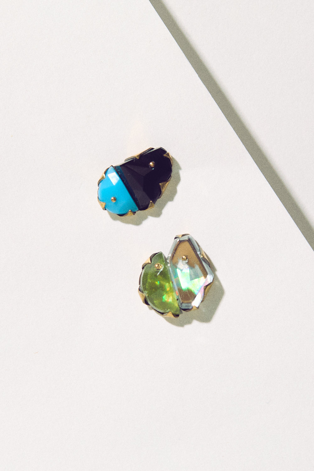 Tiny Studs - Blue, Silver & Yellow