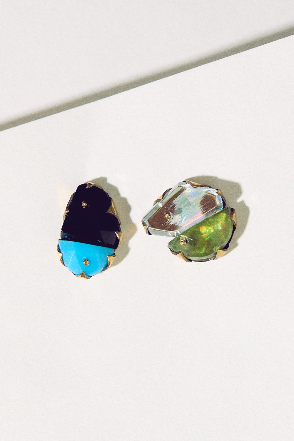Tiny Studs - Blue, Silver & Yellow