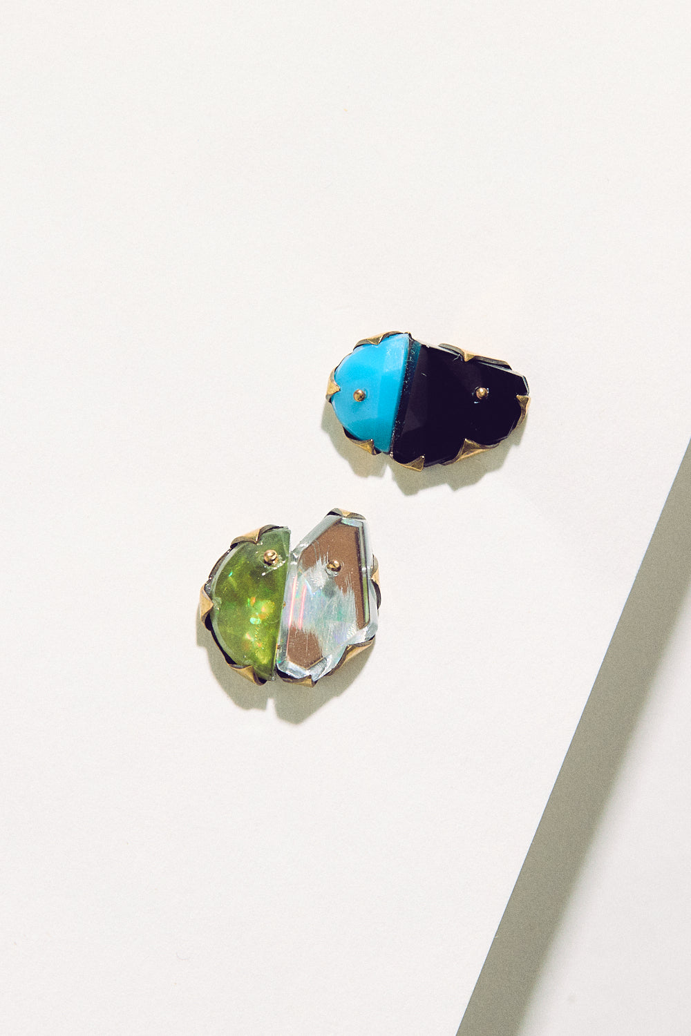 Tiny Studs - Blue, Silver & Yellow