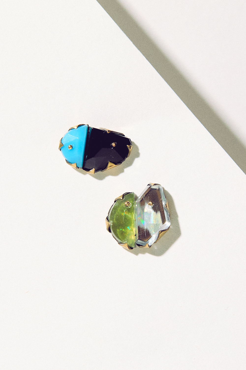 Tiny Studs - Blue, Silver & Yellow