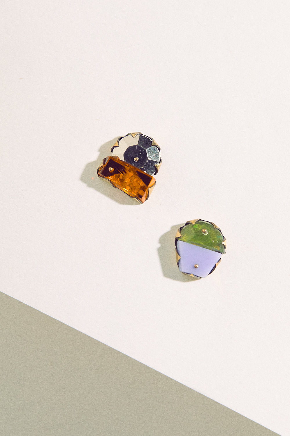 Tiny Studs - Orange, Purple & Green