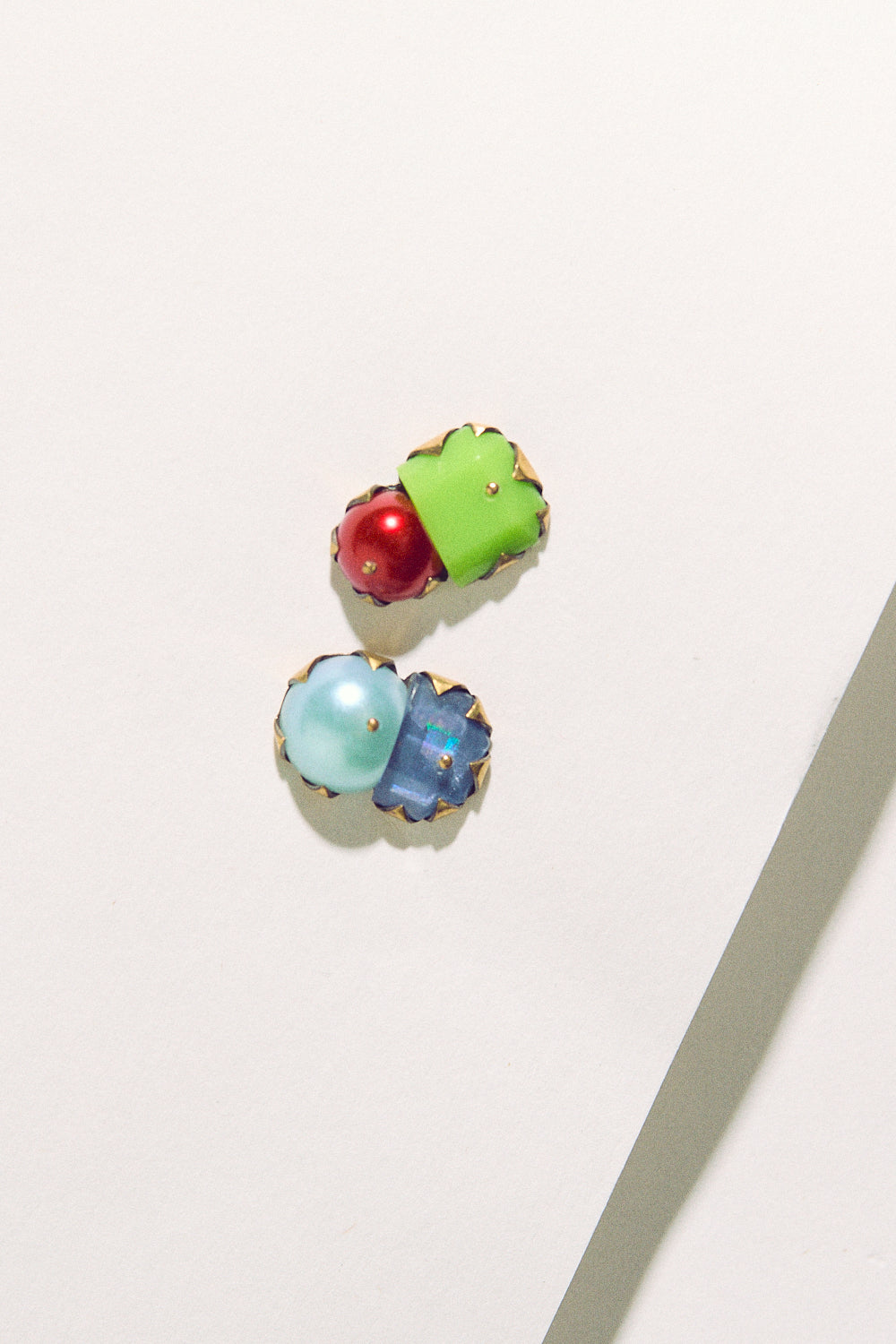 Tiny Pearl Studs - Blue, Green & Red