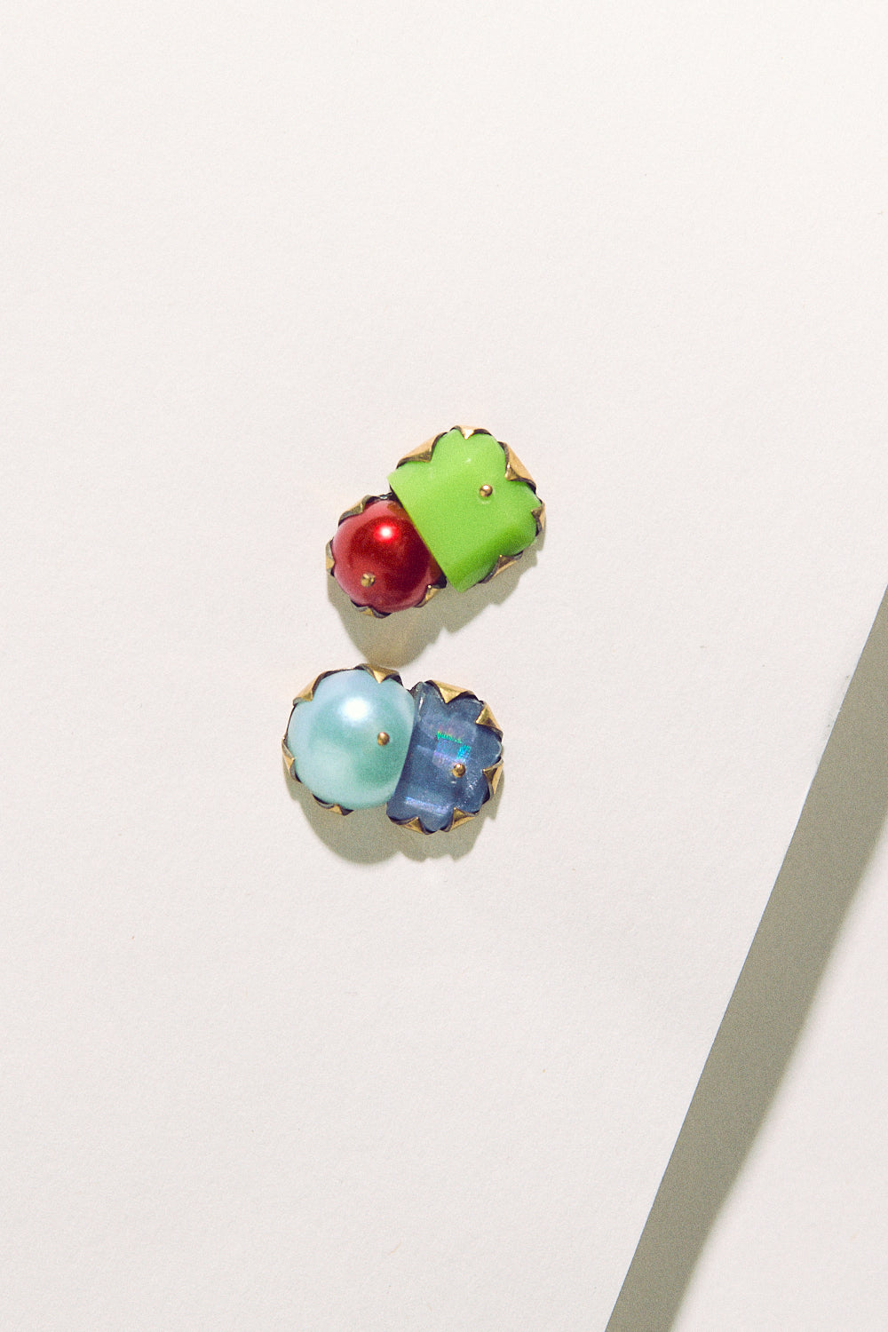 Tiny Pearl Studs - Blue, Green & Red