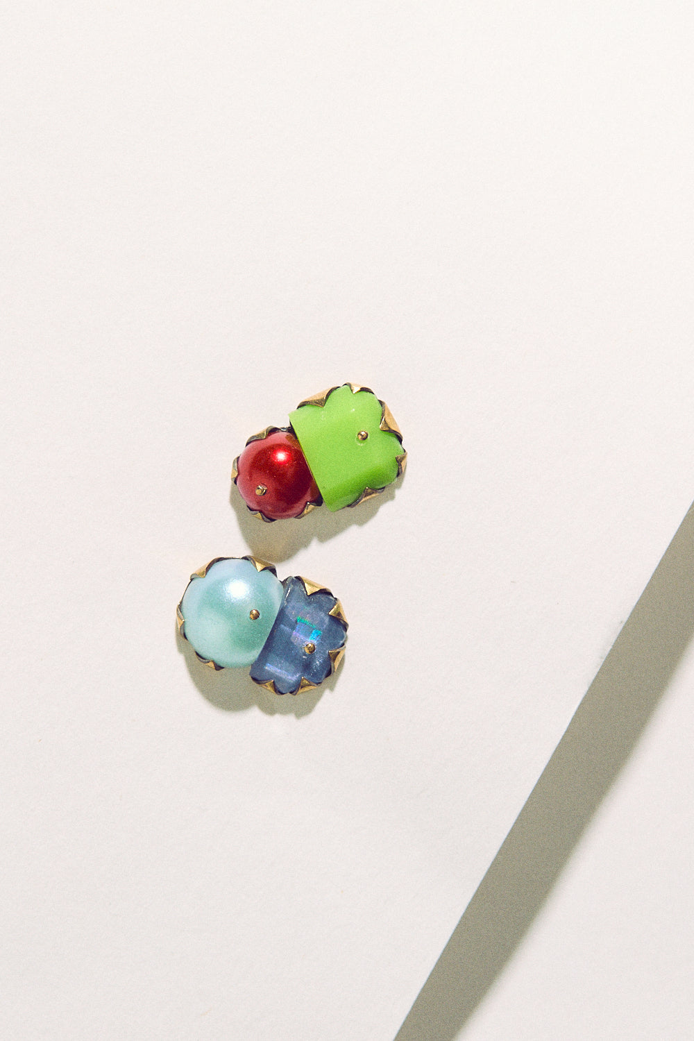 Tiny Pearl Studs - Blue, Green & Red