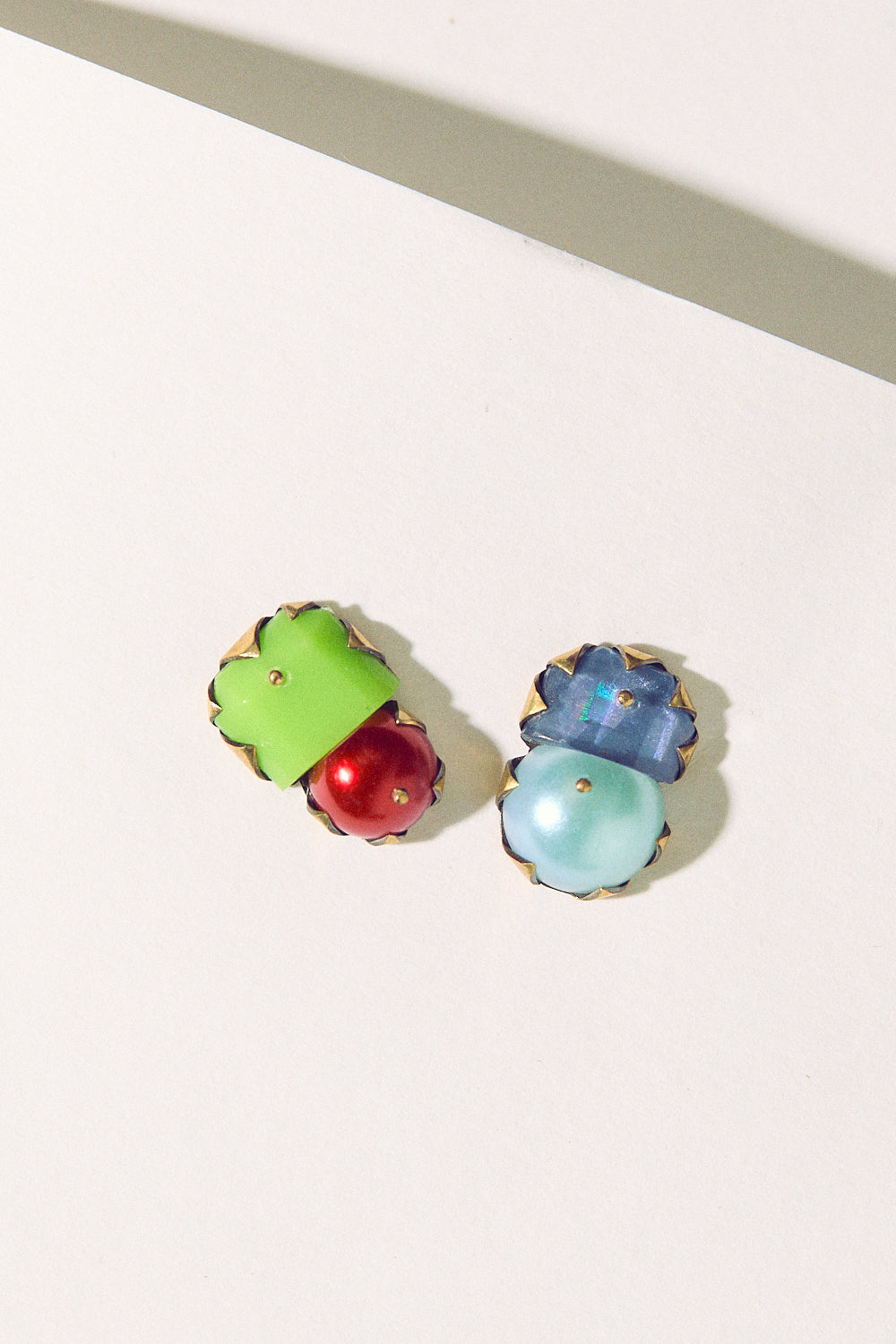 Tiny Pearl Studs - Blue, Green & Red