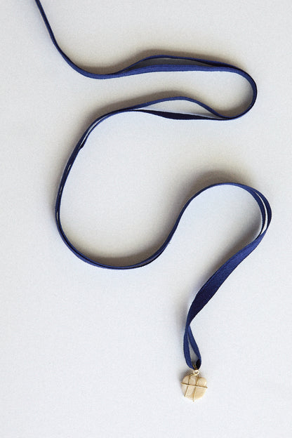 Ivory Shell Pendant - 18 carat gold cage setting