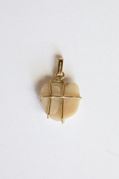 Ivory Shell Pendant - 18 carat gold cage setting