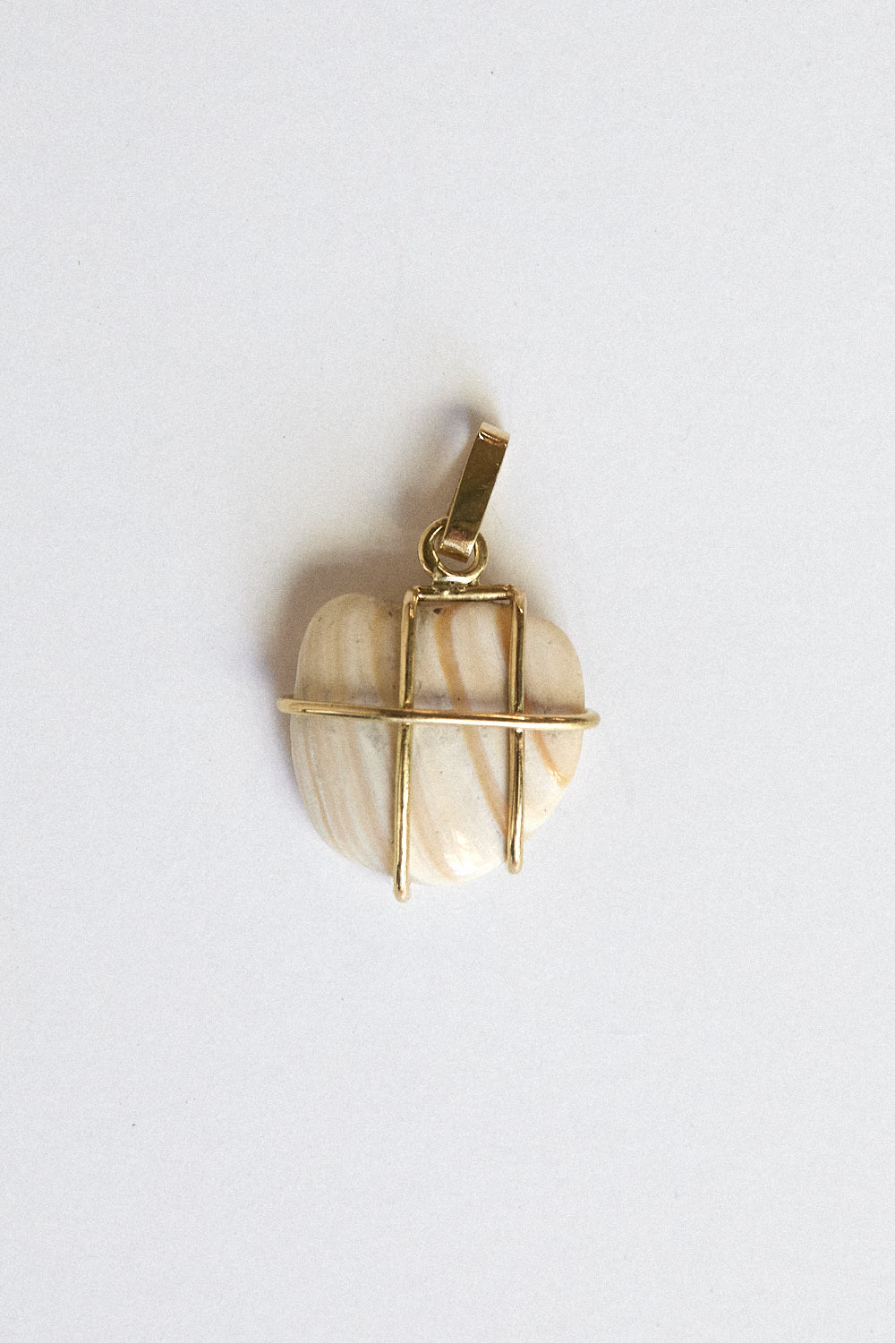 Ivory Shell Pendant - 18 carat gold cage setting