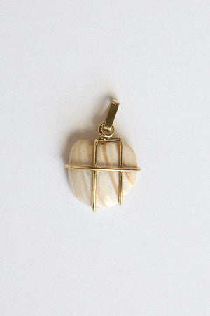 Ivory Shell Pendant - 18 carat gold cage setting