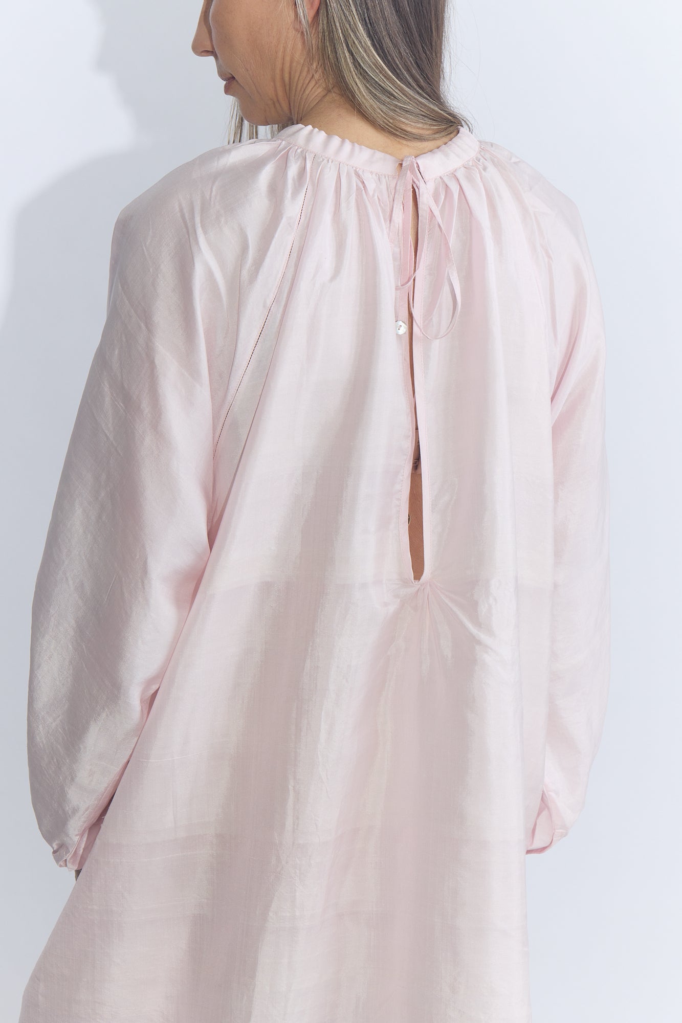 Ribbon Gather Dress - Rose Water