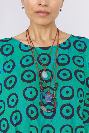 Multi-Beaded Necklace on 2mm Leather Cord - Opaque
