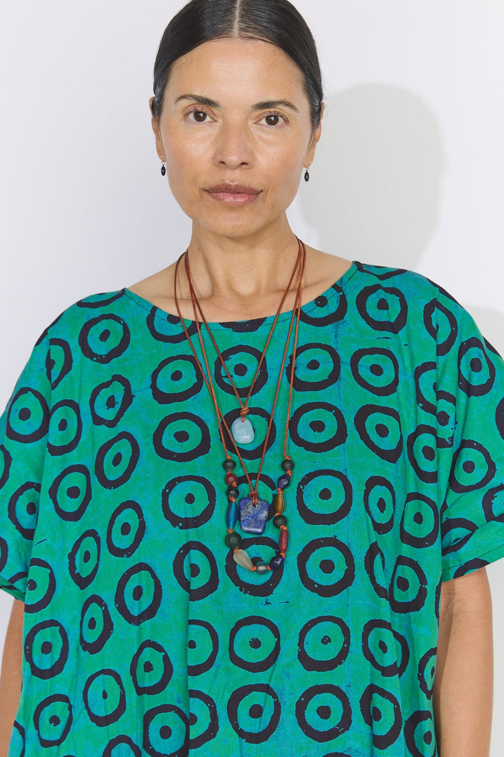 Multi-Beaded Necklace on 2mm Leather Cord - Opaque