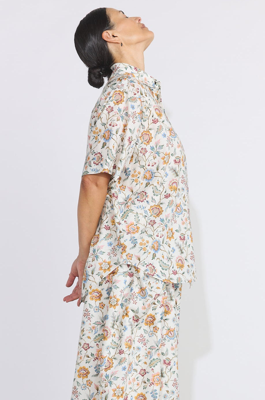 Linen Blend Liberty Floral Paisley Short Sleeve Shirt