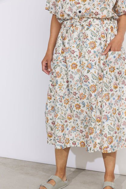 Linen Blend Liberty Floral Paisley Skirt