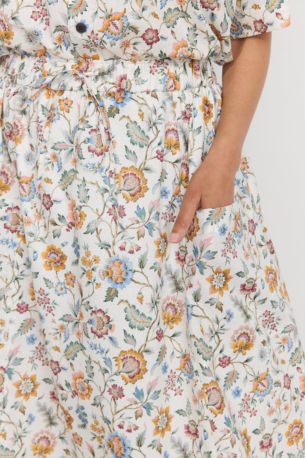 Linen Blend Liberty Floral Paisley Skirt
