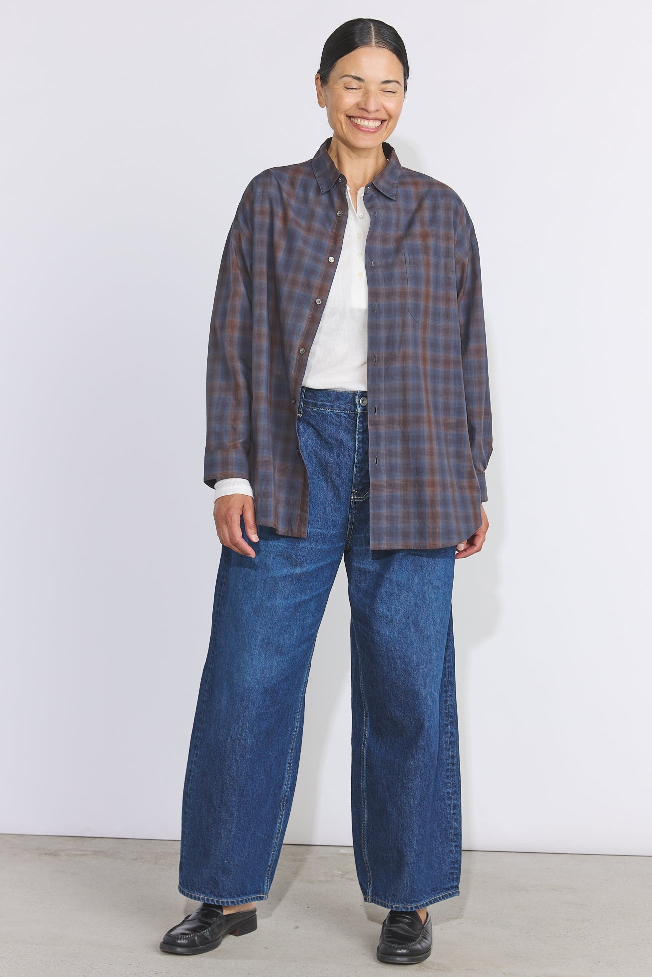 Unisex Ombre Check Shirt - Navy Check