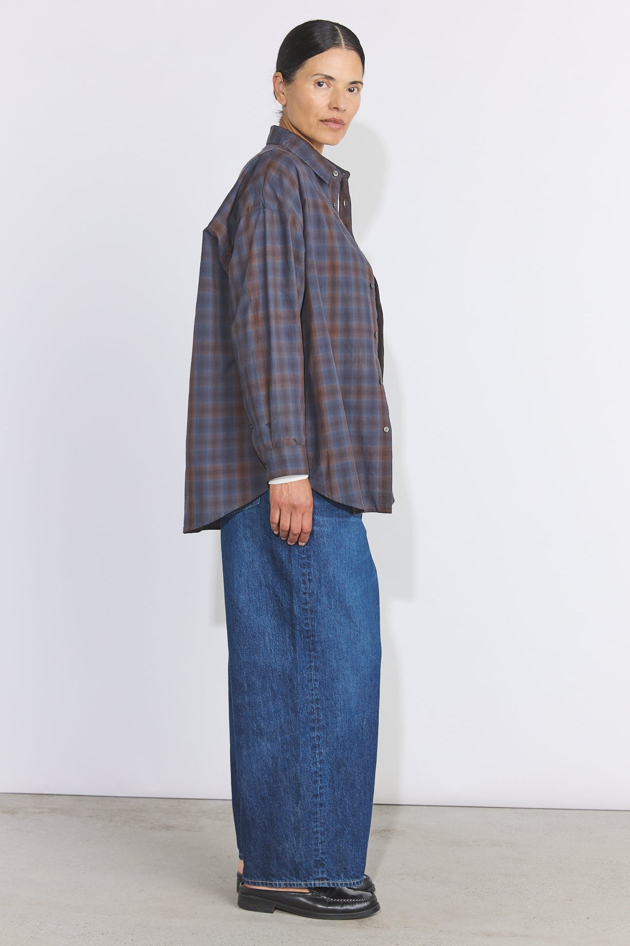 Unisex Ombre Check Shirt - Navy Check