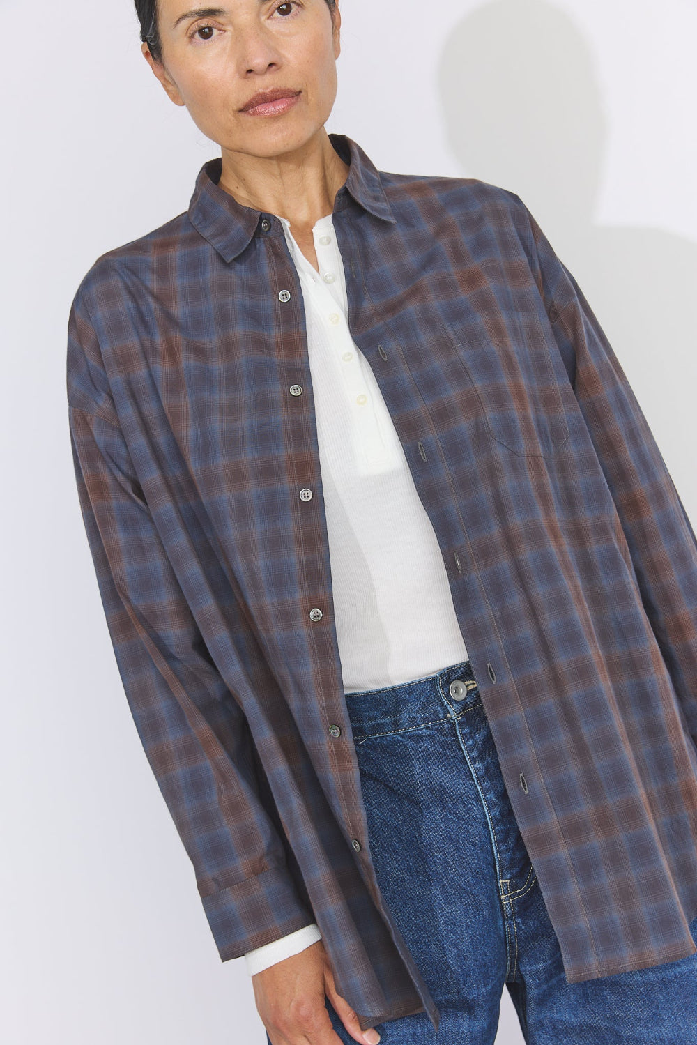 Unisex Ombre Check Shirt - Navy Check