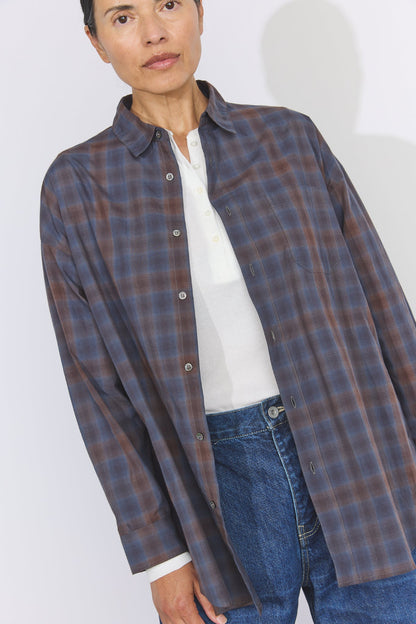 Unisex Ombre Check Shirt - Navy Check