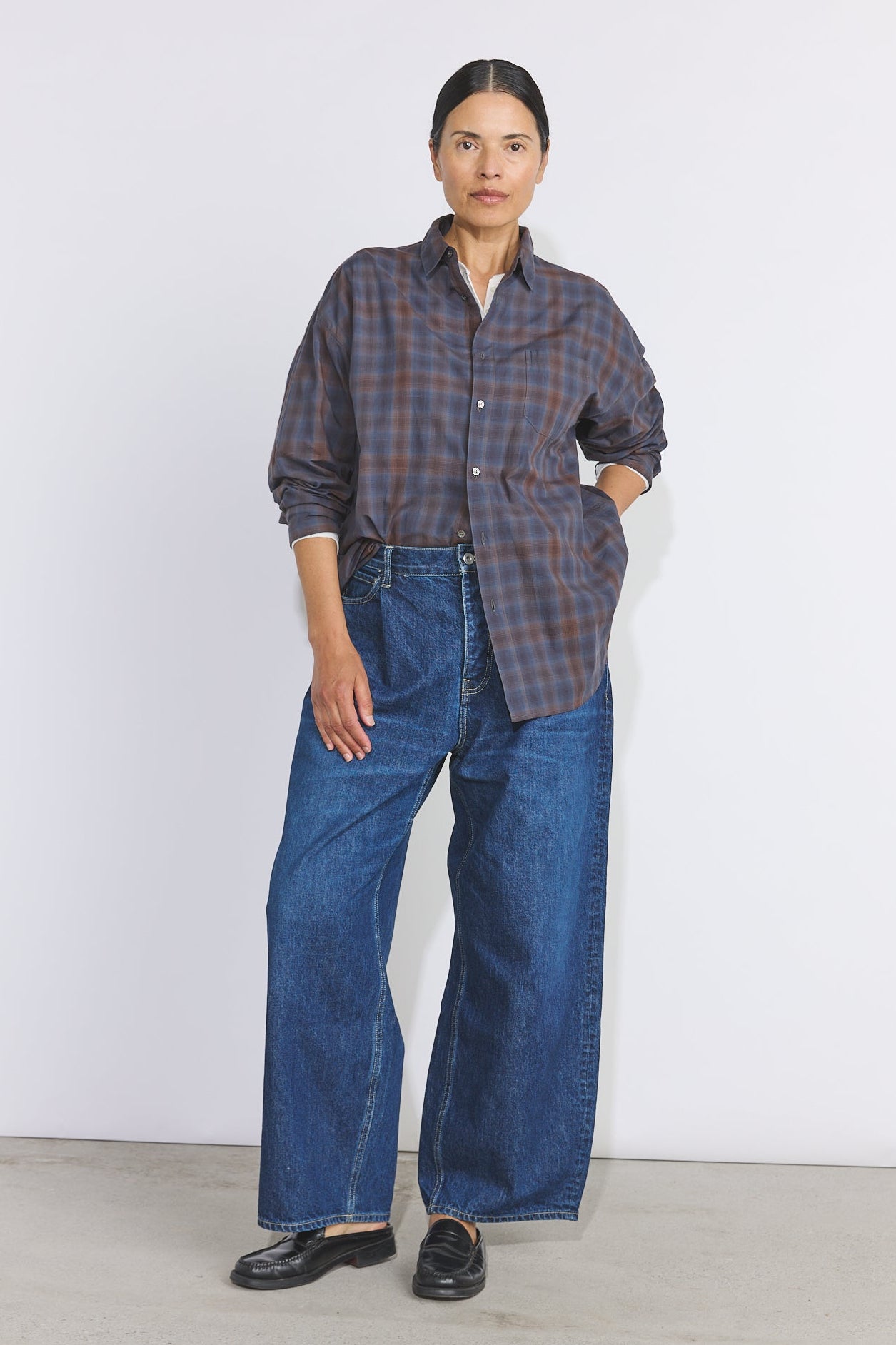 Unisex Ombre Check Shirt - Navy Check