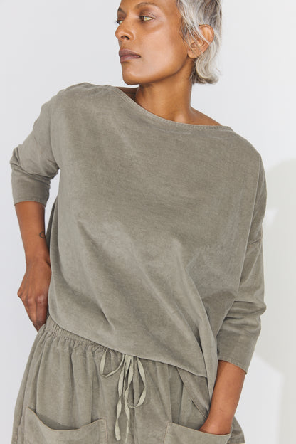 Boatneck T-Shirt V - Taupe