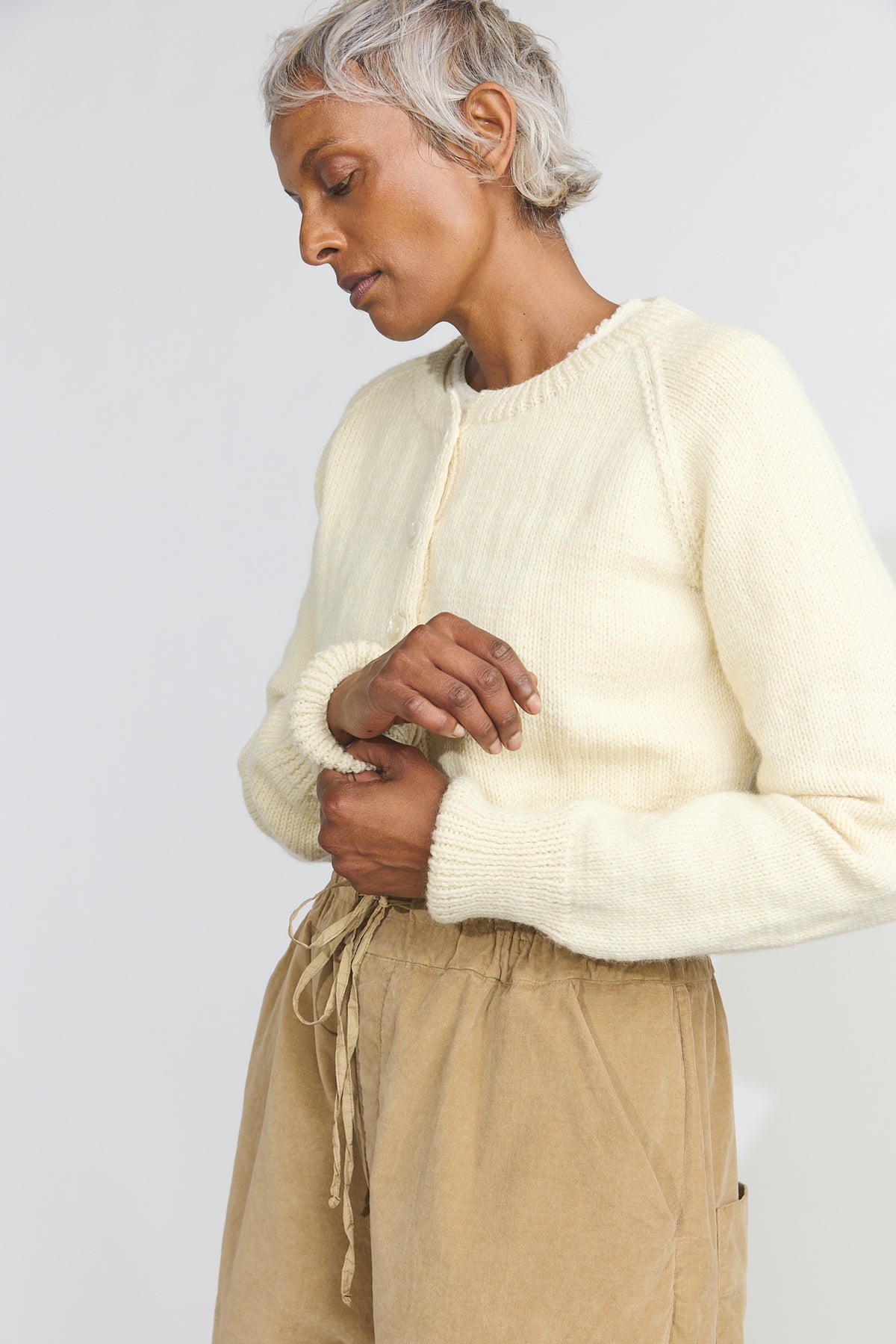 Hand-knit Cardigan - Cream