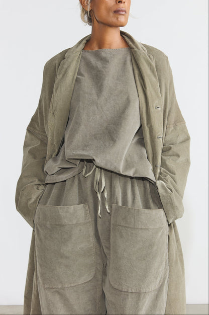 Belted Loose Coat V - Taupe