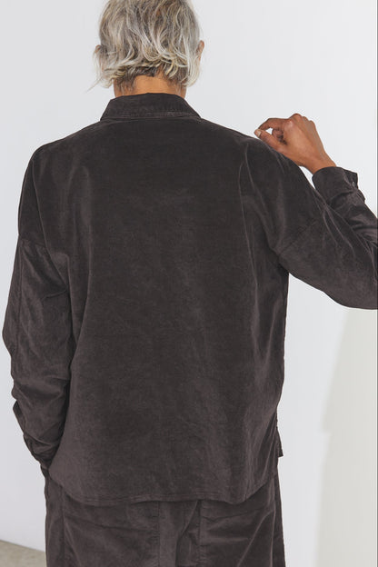 Short Collar Shirt V - Brown