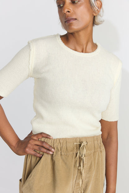 Brita Ribbed T-Shirt in White