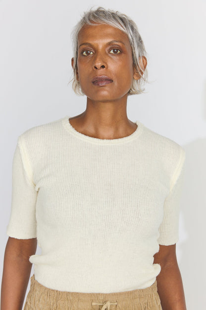 Brita Ribbed T-Shirt in White