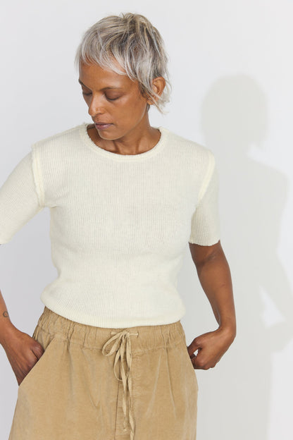 Brita Ribbed T-Shirt in White