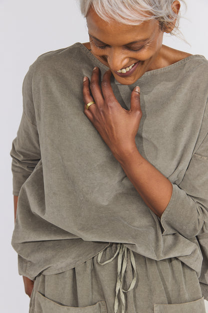 Boatneck T-Shirt V - Taupe